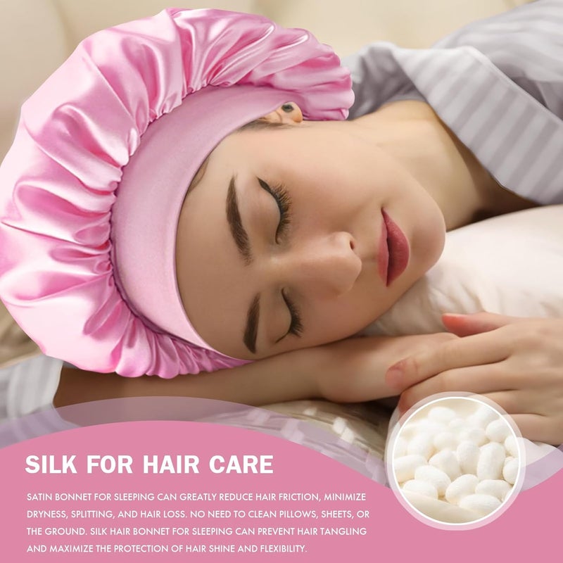 Doitory Store Satin Silk Bonnet for Sleeping, Double Layer Silk Sleep Cap for Men & Women, Soft Satin Lined Bonnet for Curly Hair - Image 4